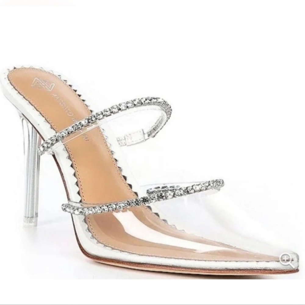 NWT ANTONIO MELANI Elisha Vinyl rhinestone mule heels size 8